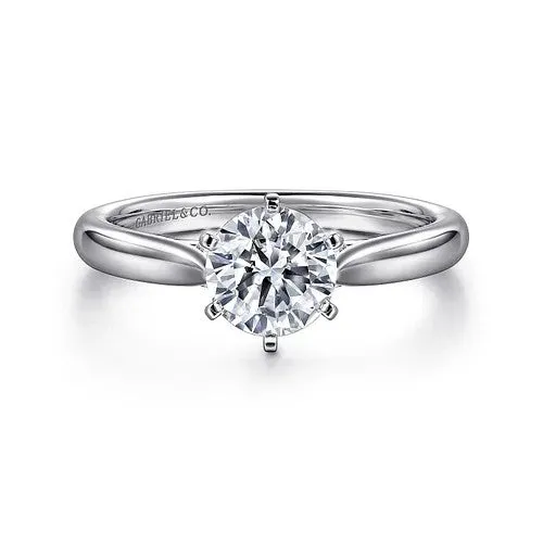 Rings Cassie 14K White Gold Round Diamond Engagement Ring Setting Only GABRIEL CO Rings Cassie 14K White Gold Round Diamond Engagement Ring Setting Only GABRIEL CO