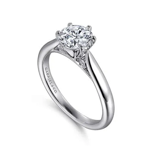 Rings Cassie 14K White Gold Round Diamond Engagement Ring Setting Only GABRIEL CO Rings Cassie 14K White Gold Round Diamond Engagement Ring Setting Only GABRIEL CO