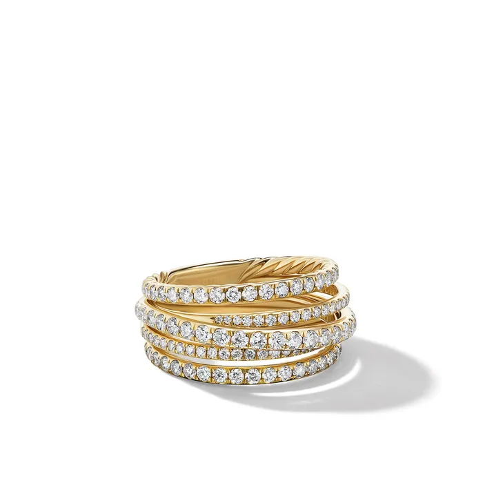 Rings David Yurman Pav Crossover Ring in 18K Yellow Gold with Diamonds 11mm Rings David Yurman Pav Crossover Ring in 18K Yellow Gold with Diamonds 11mm