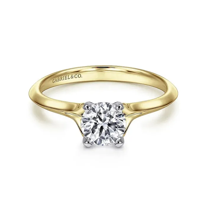 Rings Ellis 14K WhiteYellow Gold Round Diamond Engagement Ring Setting Only GABRIEL CO Rings Ellis 14K WhiteYellow Gold Round Diamond Engagement Ring Setting Only GABRIEL CO