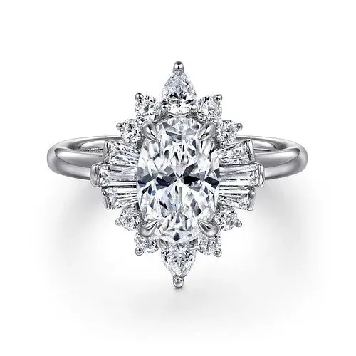 Rings Emarie 14K White Gold Oval Halo Diamond Engagement Ring Setting Only GABRIEL CO Rings Emarie 14K White Gold Oval Halo Diamond Engagement Ring Setting Only GABRIEL CO