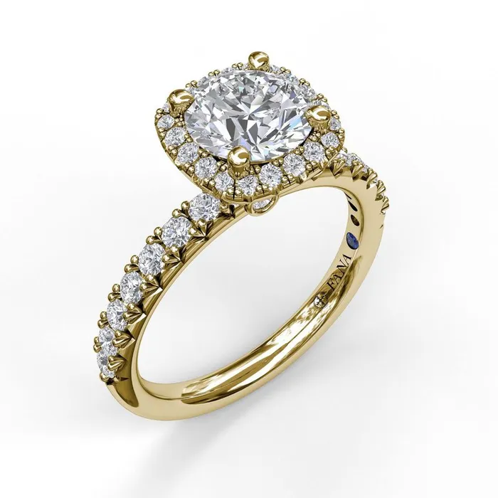 Rings FANA Classic Diamond Halo Engagement Ring with a Gorgeous Side Profile Rings FANA Classic Diamond Halo Engagement Ring with a Gorgeous Side Profile