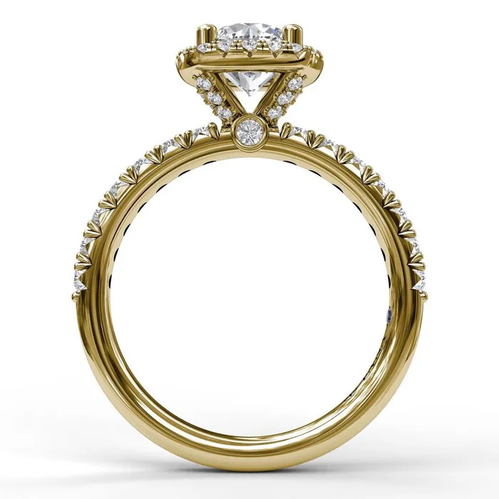 Rings FANA Classic Diamond Halo Engagement Ring with a Gorgeous Side Profile Rings FANA Classic Diamond Halo Engagement Ring with a Gorgeous Side Profile
