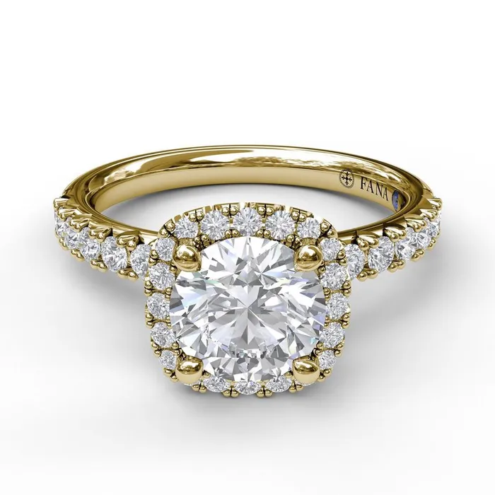 Rings FANA Classic Diamond Halo Engagement Ring with a Gorgeous Side Profile Rings FANA Classic Diamond Halo Engagement Ring with a Gorgeous Side Profile