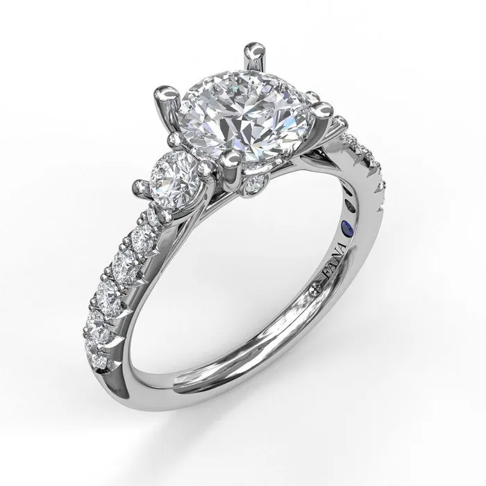 Rings FANA Three Stone With Pave Engagement Ring