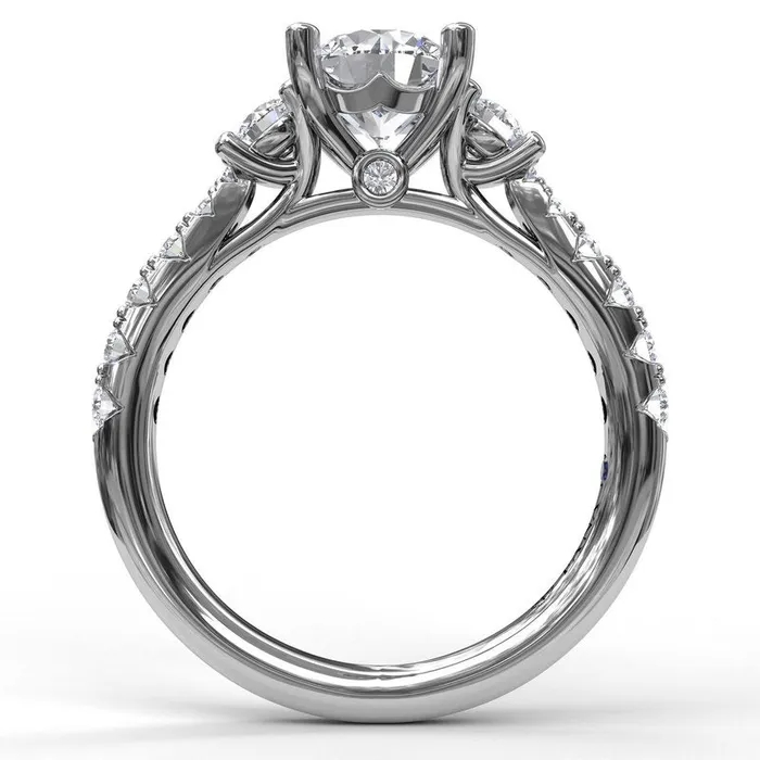 Rings FANA Three Stone With Pave Engagement Ring