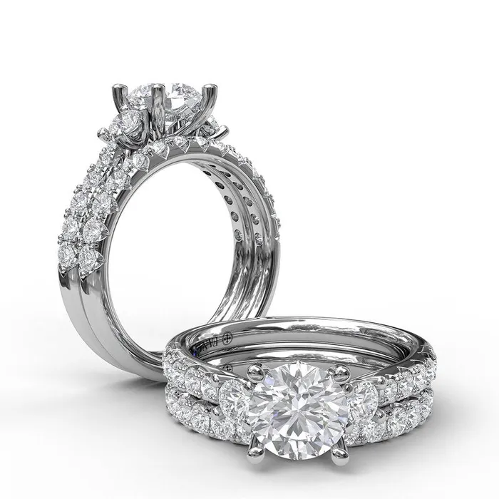 Rings FANA Three Stone With Pave Engagement Ring