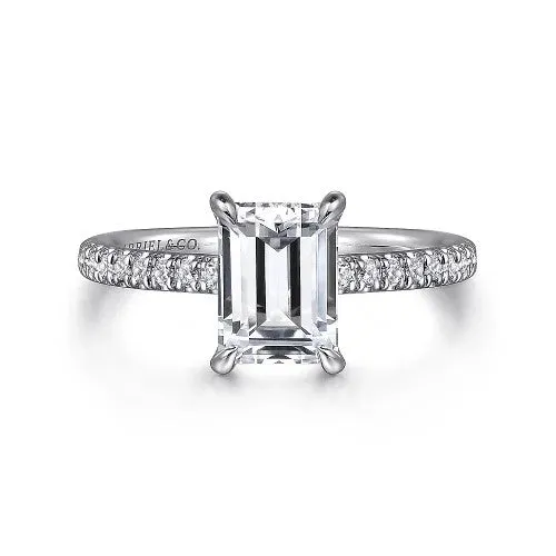 Rings Franka 14K White Gold Emerald Cut Diamond Engagement Ring Setting Only GABRIEL CO Rings Franka 14K White Gold Emerald Cut Diamond Engagement Ring Setting Only GABRIEL CO