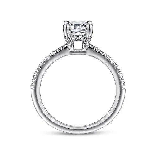 Rings Franka 14K White Gold Emerald Cut Diamond Engagement Ring Setting Only GABRIEL CO