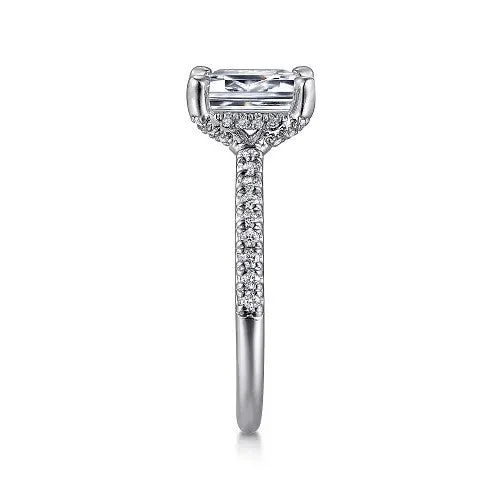 Rings Franka 14K White Gold Emerald Cut Diamond Engagement Ring Setting Only GABRIEL CO