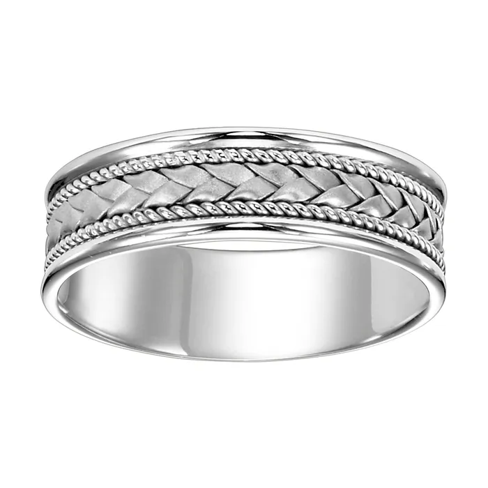 Rings FREDERICK GOLDMAN White Gold 7mm Woven Mens Wedding Band