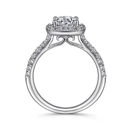 Rings GABRIEL CO 14K White Gold Cushion Halo Round Diamond Engagement Ring