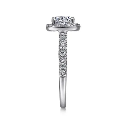 Rings GABRIEL CO 14K White Gold Cushion Halo Round Diamond Engagement Ring