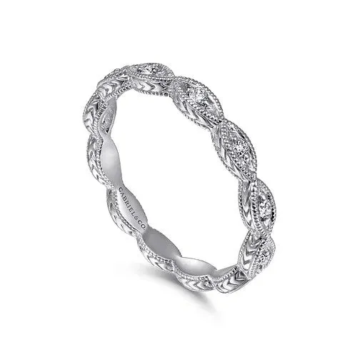 Rings GABRIEL CO 14K White Gold Diamond Bujukan Marquise Station Ring