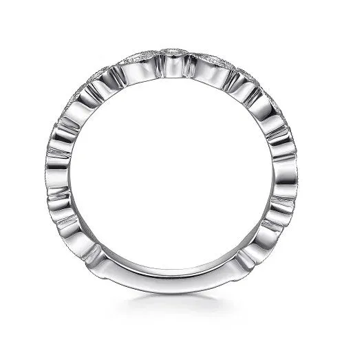 Rings GABRIEL CO 14K White Gold Pear and Round Station Stackable Diamond Ring Rings GABRIEL CO 14K White Gold Pear and Round Station Stackable Diamond Ring
