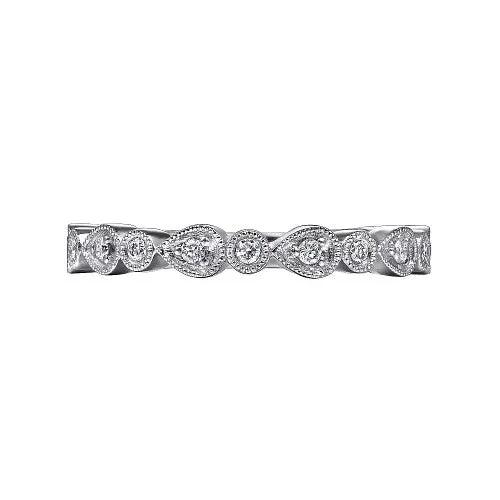 Rings GABRIEL CO 14K White Gold Pear and Round Station Stackable Diamond Ring Rings GABRIEL CO 14K White Gold Pear and Round Station Stackable Diamond Ring
