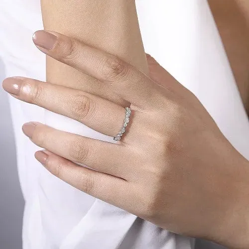Rings GABRIEL CO 14K White Gold Pear and Round Station Stackable Diamond Ring Rings GABRIEL CO 14K White Gold Pear and Round Station Stackable Diamond Ring