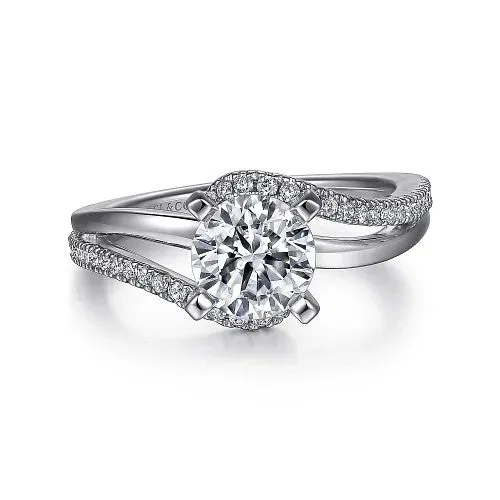 Rings GABRIEL CO 14K White Gold Round Bypass Diamond Engagement Ring