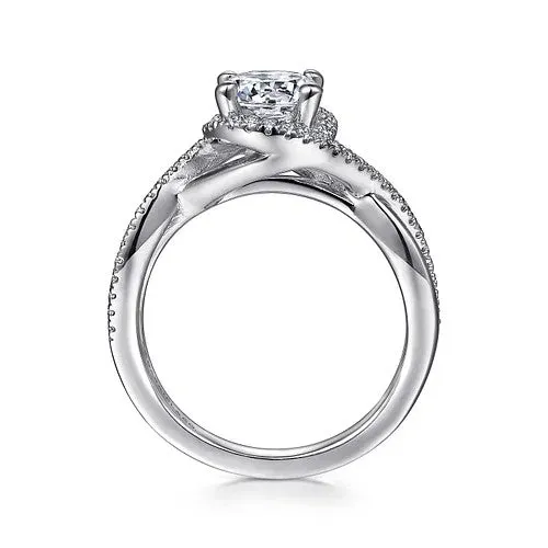 Rings GABRIEL CO 14K White Gold Round Halo Diamond Engagement Ring