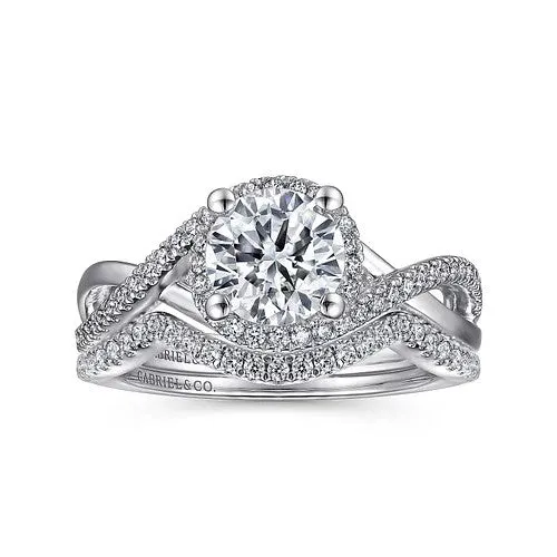 Rings GABRIEL CO 14K White Gold Round Halo Diamond Engagement Ring