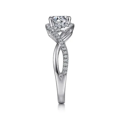 Rings GABRIEL CO 14K White Gold Round Halo Diamond Engagement Ring