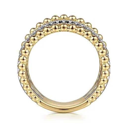 Rings GABRIEL CO 14K Yellow Gold Multi Row Bujukan Beads and Diamond Easy Stackable Ring Rings GABRIEL CO 14K Yellow Gold Multi Row Bujukan Beads and Diamond Easy Stackable Ring