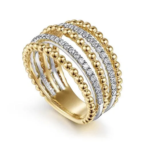 Rings GABRIEL CO 14K Yellow Gold Multi Row Bujukan Beads and Diamond Easy Stackable Ring Rings GABRIEL CO 14K Yellow Gold Multi Row Bujukan Beads and Diamond Easy Stackable Ring