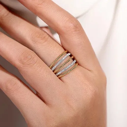 Rings GABRIEL CO 14K Yellow Gold Multi Row Bujukan Beads and Diamond Easy Stackable Ring Rings GABRIEL CO 14K Yellow Gold Multi Row Bujukan Beads and Diamond Easy Stackable Ring