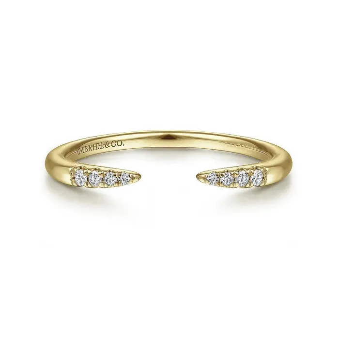 Rings GABRIEL CO 14K Yellow Gold Open Diamond Tipped Stackable Ring
