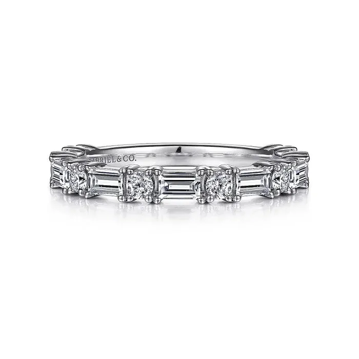 Rings GABRIEL CO Aggie 14K White Gold Baguette and Round Diamond Anniversary Band 099 ct Rings GABRIEL CO Aggie 14K White Gold Baguette and Round Diamond Anniversary Band 099 ct