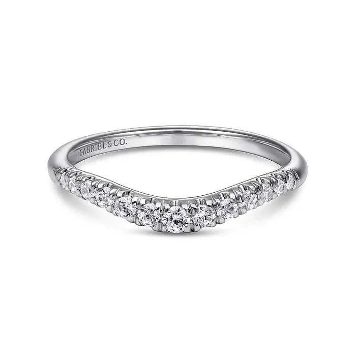 Rings GABRIEL CO Annecy Curved 14K White Gold French Pave Diamond Wedding Band 025 ct Rings GABRIEL CO Annecy Curved 14K White Gold French Pave Diamond Wedding Band 025 ct