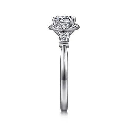Rings GABRIEL CO Elinor 14K White Gold Round Three Stone Halo Diamond Engagement Ring Setting Only Rings GABRIEL CO Elinor 14K White Gold Round Three Stone Halo Diamond Engagement Ring Setting Only