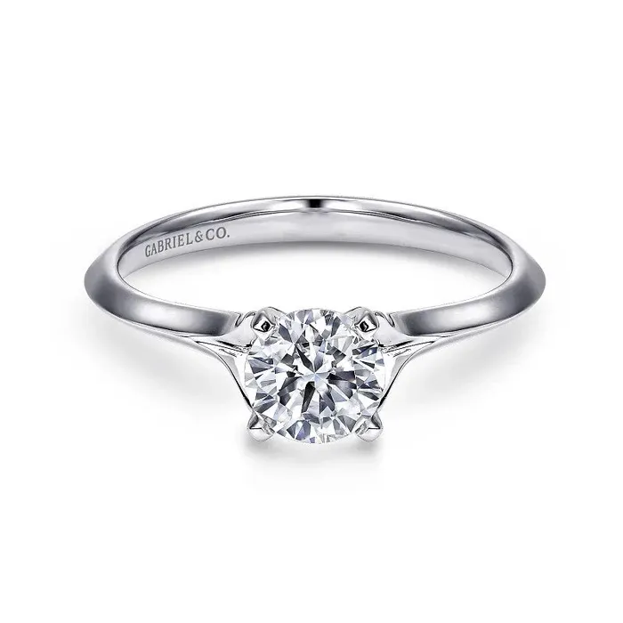 Rings GABRIEL CO Ellis 14K White Gold Round Diamond Engagement Ring Setting Only Rings GABRIEL CO Ellis 14K White Gold Round Diamond Engagement Ring Setting Only