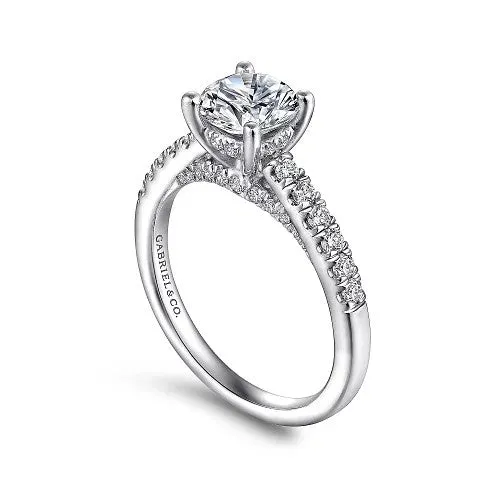 Rings GABRIEL CO Jones 14K White Gold Round Diamond Engagement Ring Setting Only Rings GABRIEL CO Jones 14K White Gold Round Diamond Engagement Ring Setting Only