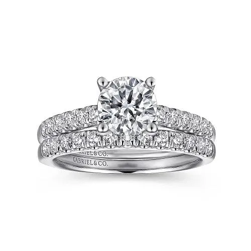 Rings GABRIEL CO Jones 14K White Gold Round Diamond Engagement Ring Setting Only Rings GABRIEL CO Jones 14K White Gold Round Diamond Engagement Ring Setting Only