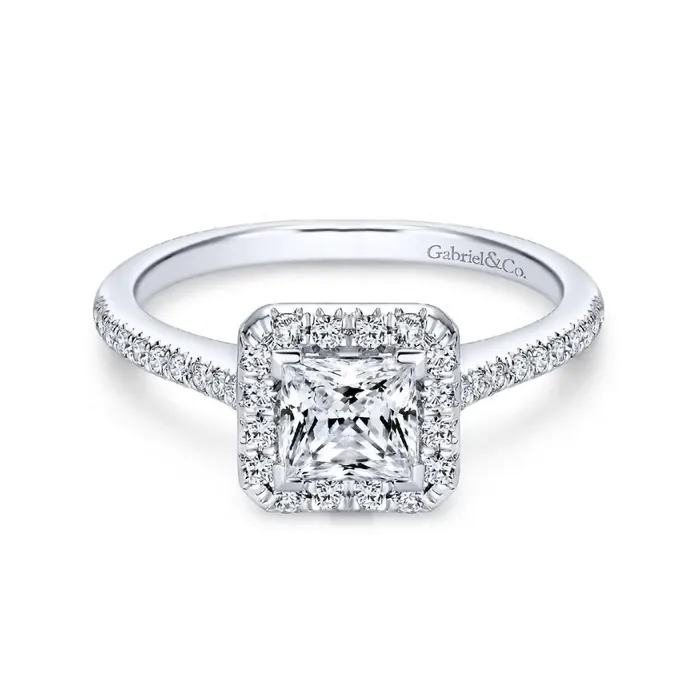 Rings GABRIEL CO Patience 14K White Gold Princess Halo Diamond Engagement Ring Rings GABRIEL CO Patience 14K White Gold Princess Halo Diamond Engagement Ring