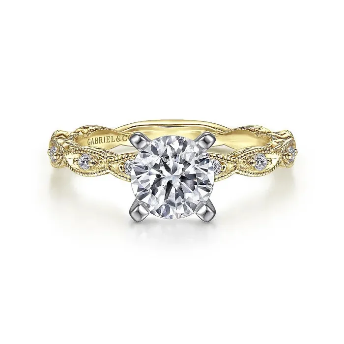 Rings GABRIEL CO Sadie 14K Yellow Gold Round Diamond Engagement Ring