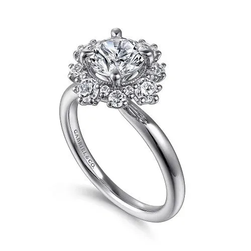 Rings GABRIEL CO Saralynn 14K White Gold Bursting Halo Round Diamond Engagement Ring Setting Only Rings GABRIEL CO Saralynn 14K White Gold Bursting Halo Round Diamond Engagement Ring Setting Only