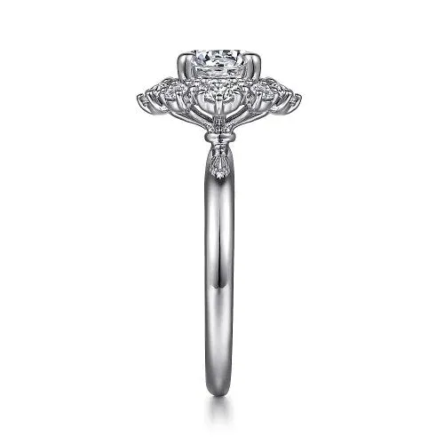 Rings GABRIEL CO Saralynn 14K White Gold Bursting Halo Round Diamond Engagement Ring Setting Only Rings GABRIEL CO Saralynn 14K White Gold Bursting Halo Round Diamond Engagement Ring Setting Only
