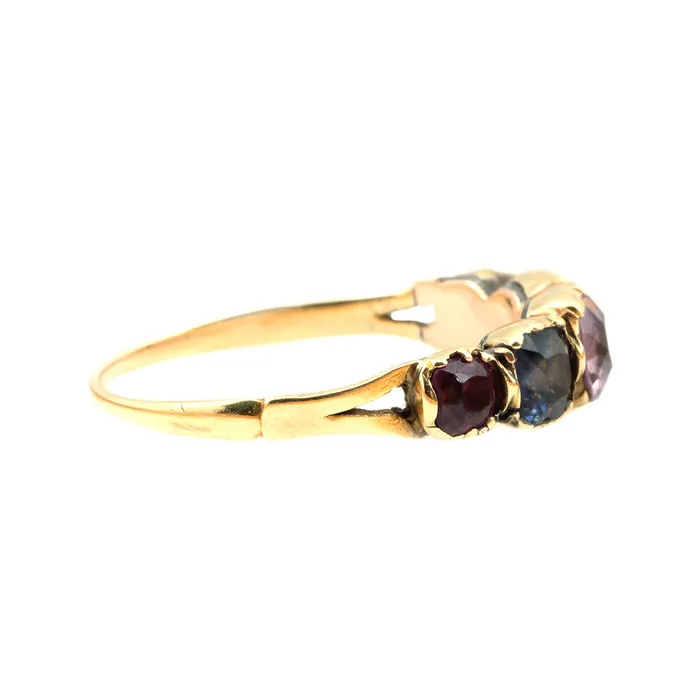 Rings Georgian MultiColor Sapphire Topaz Ring Bell Bird Antiques