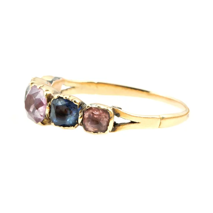 Rings Georgian MultiColor Sapphire Topaz Ring Bell Bird Antiques