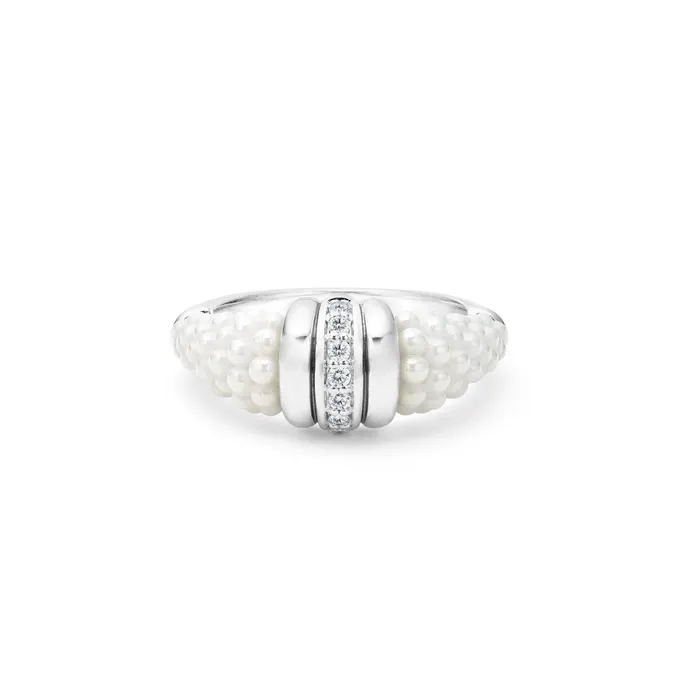 Rings LAGOS White Caviar Ceramic Diamond Stacking Ring