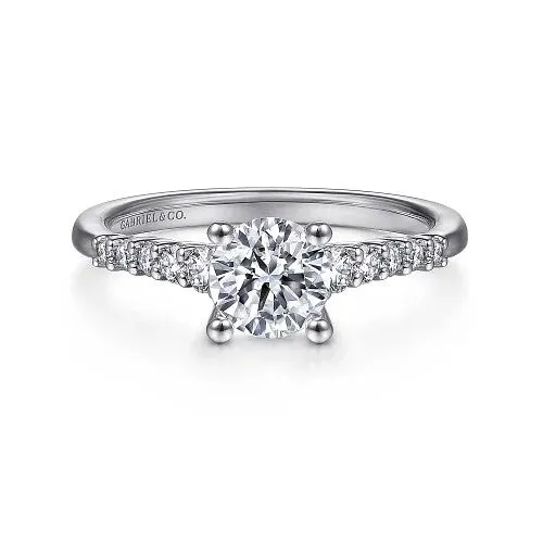 Rings Reed 14K White Gold Round Diamond Engagement Ring Setting Only GABRIEL CO Rings Reed 14K White Gold Round Diamond Engagement Ring Setting Only GABRIEL CO