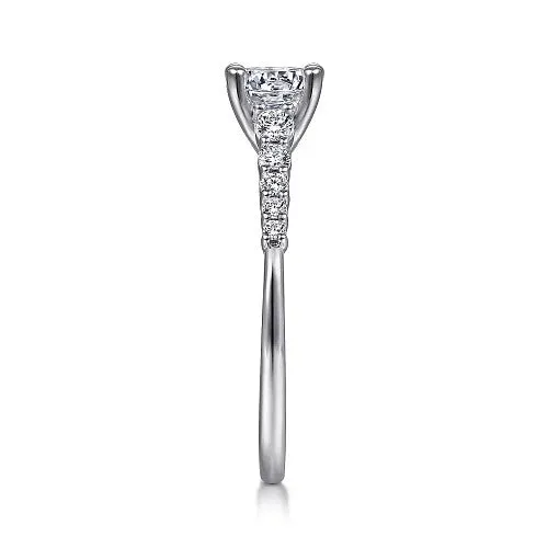 Rings Reed 14K White Gold Round Diamond Engagement Ring Setting Only GABRIEL CO