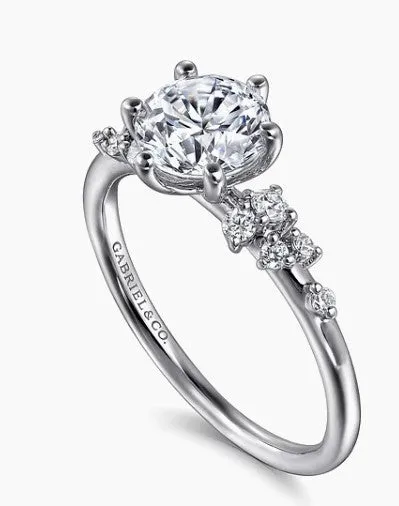 Rings Reena 14K White Gold Round Diamond Engagement Ring Setting Only GABRIEL CO Rings Reena 14K White Gold Round Diamond Engagement Ring Setting Only GABRIEL CO