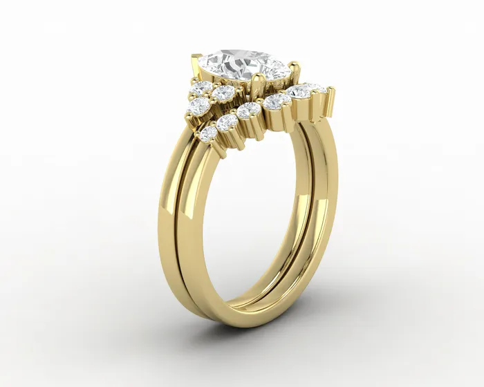 Rings Sapheena Jewelry Astrid 12 Ct Pear Cut Bridal Set