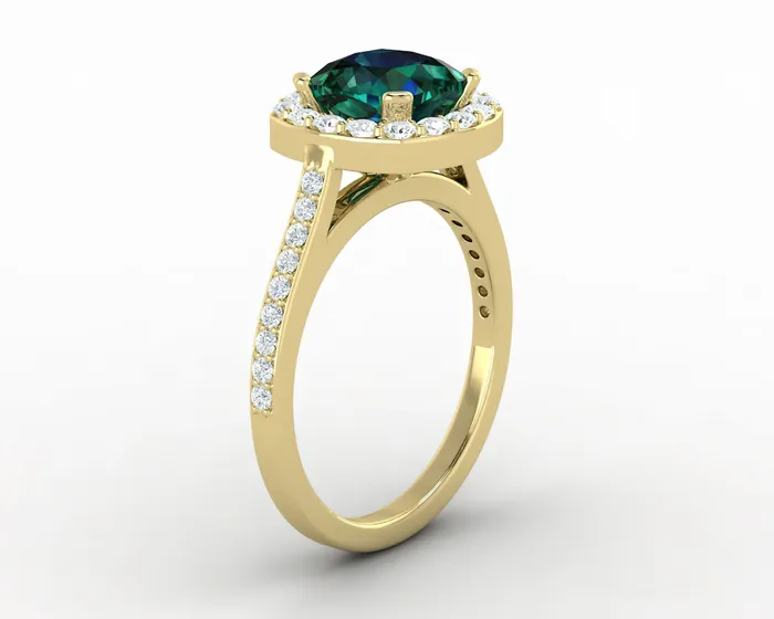 Rings Sapheena Jewelry Aureola 15 Ct Cushion Cut Halo Green Emerald Engagement Ring with Side Stones