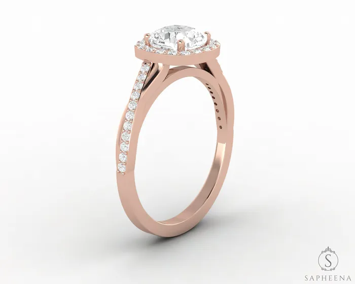 Rings Sapheena Jewelry Demi 15 Ct Cushion Cut Halo Engagement Ring with Side Stones
