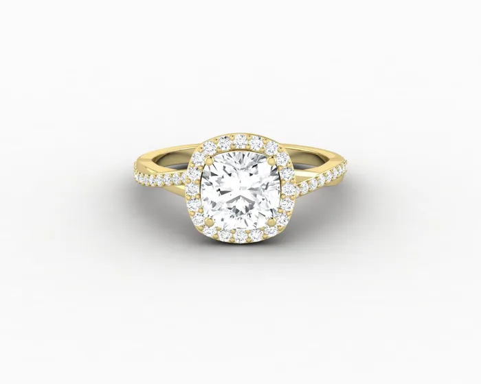 Rings Sapheena Jewelry Demi 15 Ct Cushion Cut Halo Engagement Ring with Side Stones