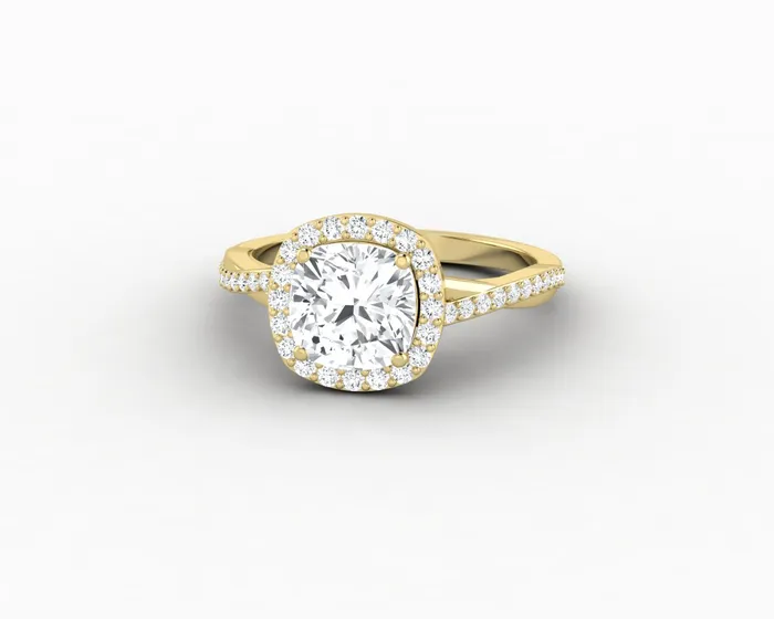 Rings Sapheena Jewelry Demi 15 Ct Cushion Cut Halo Engagement Ring with Side Stones